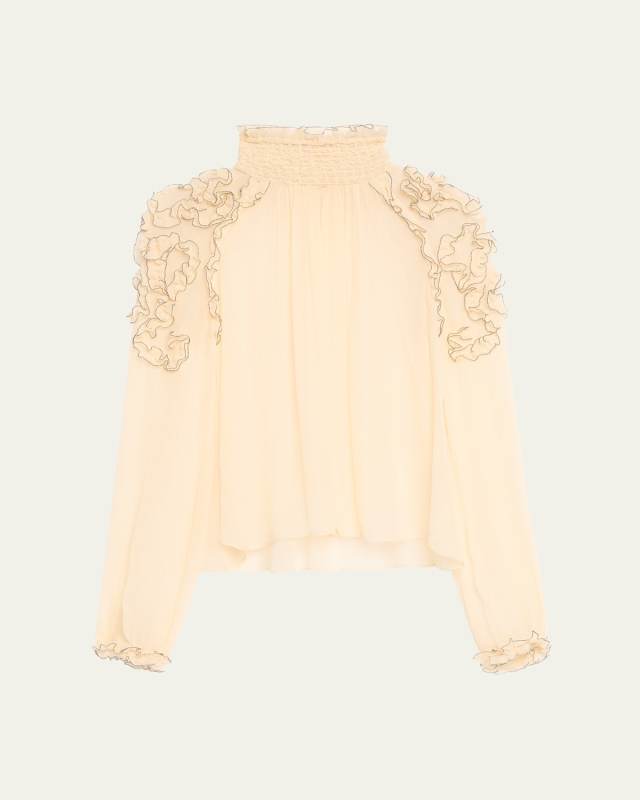 Magdalena Long-Sleeve Silk Blouse